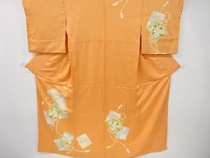 アンティーク　色紙に椿橘模様着物